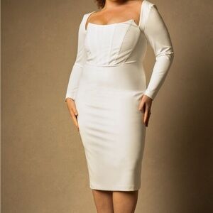 Eloquii White Long Sleeve Dress